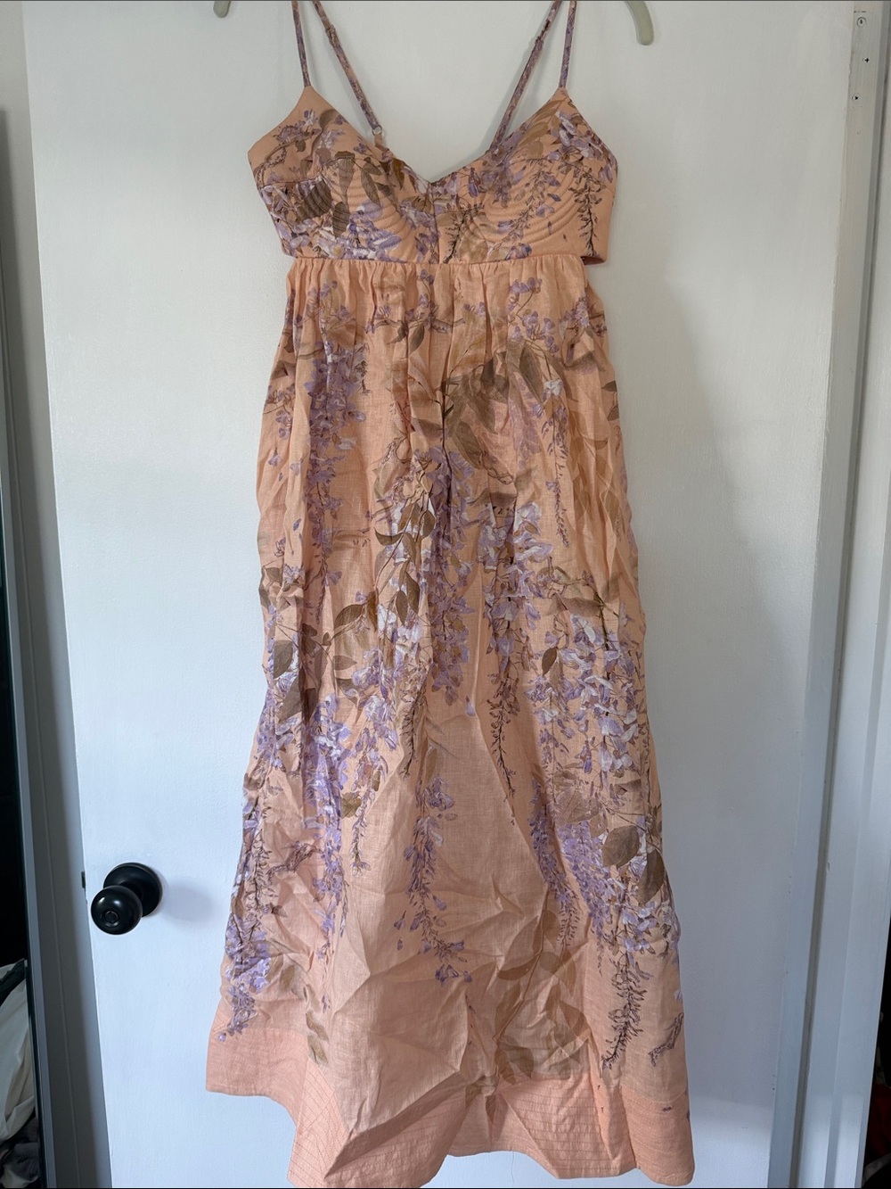 Zimmermann Peach and Lilac Floral Slip Dress